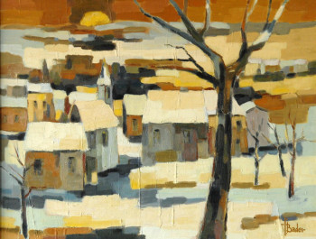 Zeitgenössisches Werk mit dem Titel « Neige au village », Erstellt von FRANçOIS BADER