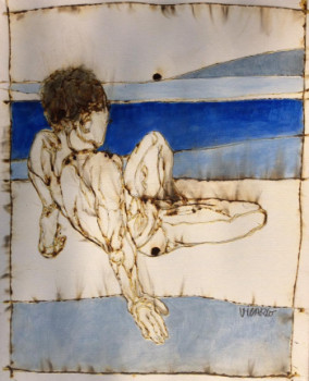 Zeitgenössisches Werk mit dem Titel « Homme nu  à la plage  », Erstellt von VICARIO