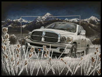 Zeitgenössisches Werk mit dem Titel « winter pick up in wyoming », Erstellt von STéPHANIE PéRICAT PASTELLISTE PRO