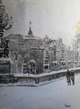 Zeitgenössisches Werk mit dem Titel « Paris - Grand Palais sous la neige -Hiver 2018 », Erstellt von PATRICK JOOSTEN