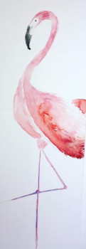 Zeitgenössisches Werk mit dem Titel « pink flamingo  », Erstellt von MELICOLOR