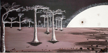 Zeitgenössisches Werk mit dem Titel « Baobabs en clair de lune », Erstellt von MILEG