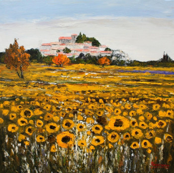 Zeitgenössisches Werk mit dem Titel « Tournesols dans le Luberon », Erstellt von JEAN-FRANçOIS CLEMENCEAU