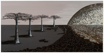 Zeitgenössisches Werk mit dem Titel « Baobabs en clair de lune - 2 », Erstellt von MILEG