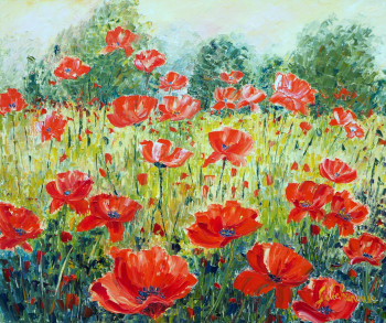 Zeitgenössisches Werk mit dem Titel « Coquelicots », Erstellt von GYSLAINE PACHET MICHENEAU