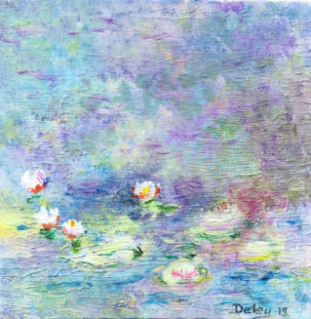 Zeitgenössisches Werk mit dem Titel « Les nénuphars d après Les Nymphéas de Claude Monet », Erstellt von PATRICIA DELEY