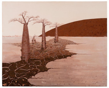 Zeitgenössisches Werk mit dem Titel « Baobabs en terre déchirée - survie. », Erstellt von MILEG