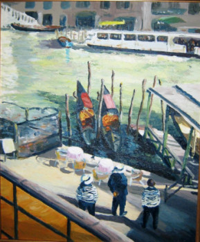 Zeitgenössisches Werk mit dem Titel « LES GONDOLIERS SUR LE GRAND CANAL », Erstellt von PHILIPPE NEGRE