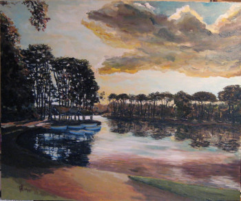 Zeitgenössisches Werk mit dem Titel « COUCHER DE SOLEIL AU BOIS DE BOULOGNE », Erstellt von PHILIPPE NEGRE