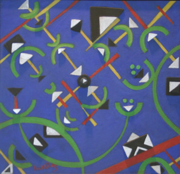 Zeitgenössisches Werk mit dem Titel « Triangles vs demi cercles », Erstellt von HAMID BOUKHERAZ  KULTHAUS HB