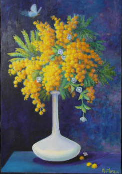 Zeitgenössisches Werk mit dem Titel « Petit bouquet rond de mimosa », Erstellt von AMALIA MEREU