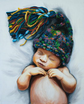 Zeitgenössisches Werk mit dem Titel « Bébé au Bonnet », Erstellt von CLEMENCE POWNEY