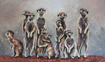 Zeitgenössisches Werk mit dem Titel « Famille Suricate », Erstellt von CLEMENCE POWNEY