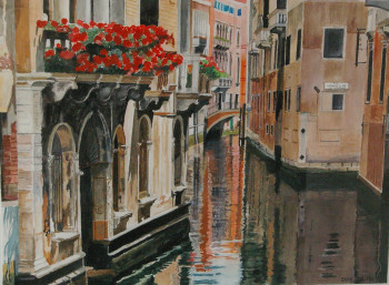 Zeitgenössisches Werk mit dem Titel « Venise.   aquarelle », Erstellt von ANDRé FEODOROFF