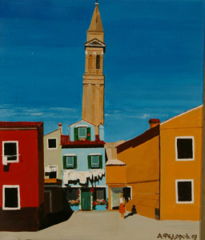 Zeitgenössisches Werk mit dem Titel « Burano 2.   acrylique », Erstellt von ANDRé FEODOROFF