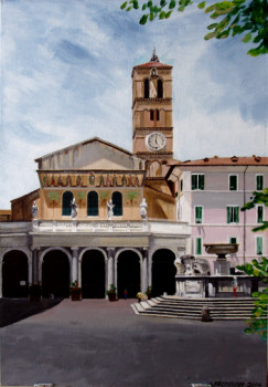 Zeitgenössisches Werk mit dem Titel « Trastevere Santa Maria.   acrylique », Erstellt von ANDRé FEODOROFF