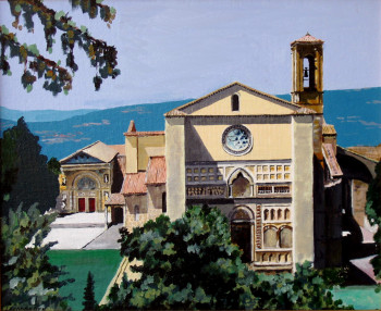 Zeitgenössisches Werk mit dem Titel « Perrugia, Eglise des Anges.   acrylique », Erstellt von ANDRé FEODOROFF