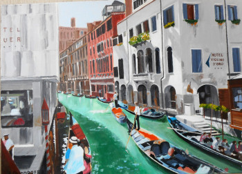 Zeitgenössisches Werk mit dem Titel « Un canal à Venise.   acrylique », Erstellt von ANDRé FEODOROFF