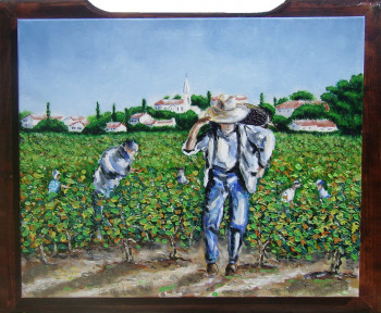 Zeitgenössisches Werk mit dem Titel « Vendanges du muscat à Vérargues », Erstellt von BRUNO LEMASSON