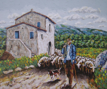 Zeitgenössisches Werk mit dem Titel « Transhumance en Provence », Erstellt von BRUNO LEMASSON