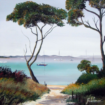 Zeitgenössisches Werk mit dem Titel « Porquerolles », Erstellt von GYSLAINE PACHET MICHENEAU