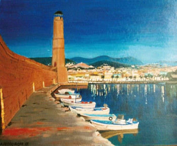 Zeitgenössisches Werk mit dem Titel « Rethymnon », Erstellt von ANDRé FEODOROFF