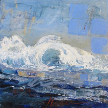 Zeitgenössisches Werk mit dem Titel « La vague bleue 1 », Erstellt von CARINE DEWAVRIN