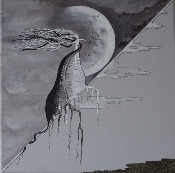 Zeitgenössisches Werk mit dem Titel « Enlacés sous la lune  », Erstellt von MILEG