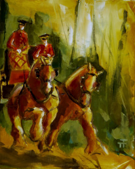 Zeitgenössisches Werk mit dem Titel « Cheval-Attelage sous bois », Erstellt von THIERRY FAURE