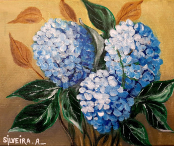 Zeitgenössisches Werk mit dem Titel « Hortensia  azul », Erstellt von SILVEIRA ANTOINE