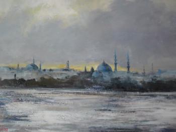 Zeitgenössisches Werk mit dem Titel « brume sur istanbul », Erstellt von ALAIN COJAN