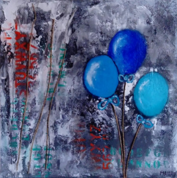 Zeitgenössisches Werk mit dem Titel « BALLONS BLEUS », Erstellt von MIREILLE MAURY