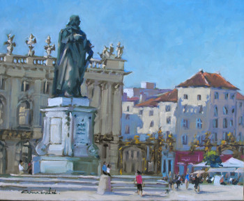 Zeitgenössisches Werk mit dem Titel « Ce matin place Stanislas (huile sur toile 61 x 50) », Erstellt von ARNOULD   -