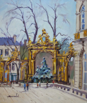 Zeitgenössisches Werk mit dem Titel « Place Stanislas à Nancy Février 2017 ( huile sur toile 55 x 46) », Erstellt von ARNOULD   -