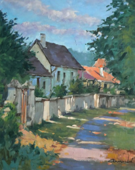 Zeitgenössisches Werk mit dem Titel « Dans Flavigny ce matin (huile sur toile 61 x 50).  VENDU », Erstellt von ARNOULD   -