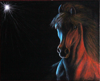 Zeitgenössisches Werk mit dem Titel « 303 - cheval de feu », Erstellt von GDLAPALETTE - UN UNIVERS DE CREATIONS