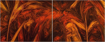 Zeitgenössisches Werk mit dem Titel « Apalisor 18  diptyque - 1990 (130x324) », Erstellt von JACQUES DEFFONTAINE