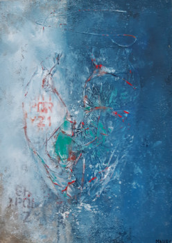 Zeitgenössisches Werk mit dem Titel « BLEU 4 », Erstellt von MIREILLE MAURY