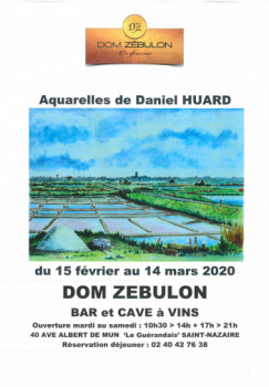 Zeitgenössisches Werk mit dem Titel « Aquarelles au "Dom Zébulon" (Bar à vins) », Erstellt von DANIEL HUARD