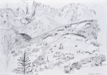 Zeitgenössisches Werk mit dem Titel « Mont Blanc vu de Combloux », Erstellt von BARTLET-DROUZY