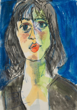 Zeitgenössisches Werk mit dem Titel « Portrait gouache 9 », Erstellt von SOPHIE PIGEON