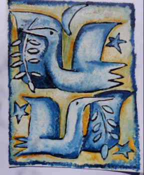 Zeitgenössisches Werk mit dem Titel « OISEAUX ZODIAQUE BLEU », Erstellt von FAYARD