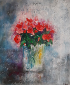 Zeitgenössisches Werk mit dem Titel « bouquet rouge 1 », Erstellt von MIREILLE MAURY