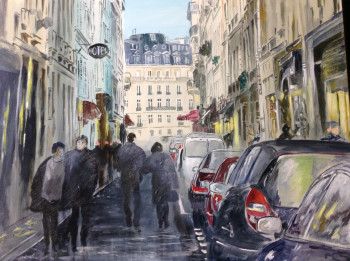 Zeitgenössisches Werk mit dem Titel « Une rue de Paris », Erstellt von HUGHES DE LA TAILLE