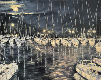 Zeitgenössisches Werk mit dem Titel « Fête sur le port de Saint Cyprien », Erstellt von NADYA RIGAILL