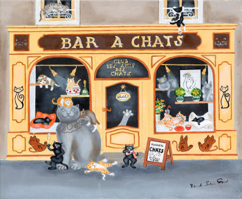 Zeitgenössisches Werk mit dem Titel « Bar à Chats/Cats' Bar », Erstellt von YOLANDE SALMON-DUVAL