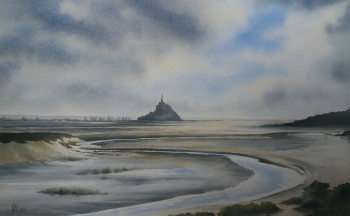 Zeitgenössisches Werk mit dem Titel « Mont St Michel », Erstellt von VAL.H