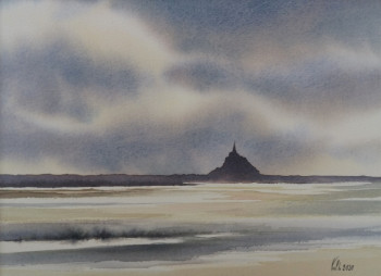 Zeitgenössisches Werk mit dem Titel « Mont St Michel sous le grain », Erstellt von VAL.H