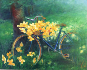 Zeitgenössisches Werk mit dem Titel « La bicyclette bleue », Erstellt von MARTINEC