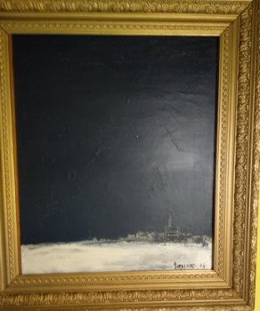 Zeitgenössisches Werk mit dem Titel « VILLAGE SOUS LA NEIGE », Erstellt von RAMSERIC